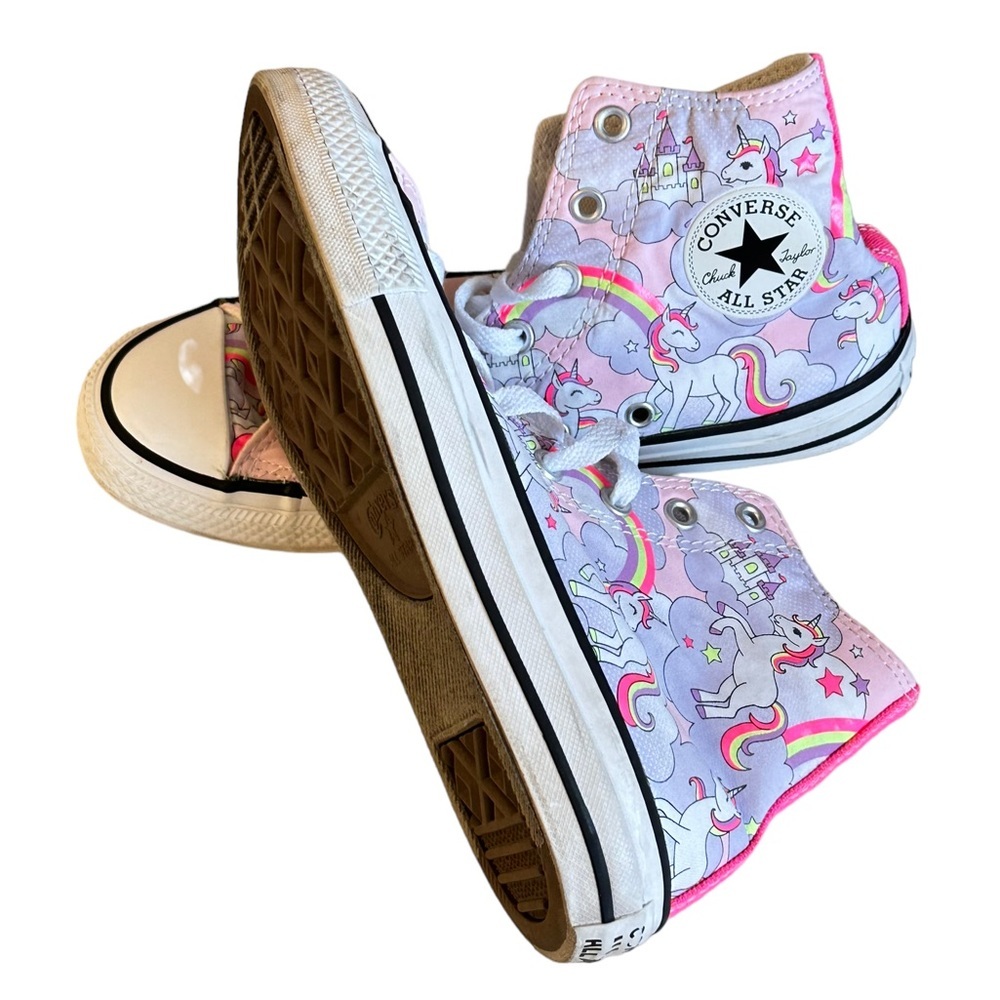 Converse Chuck Taylor All Star High Top Sneaker Neon Unicorn Kids Sz 4​ - Picture 8 of 9
